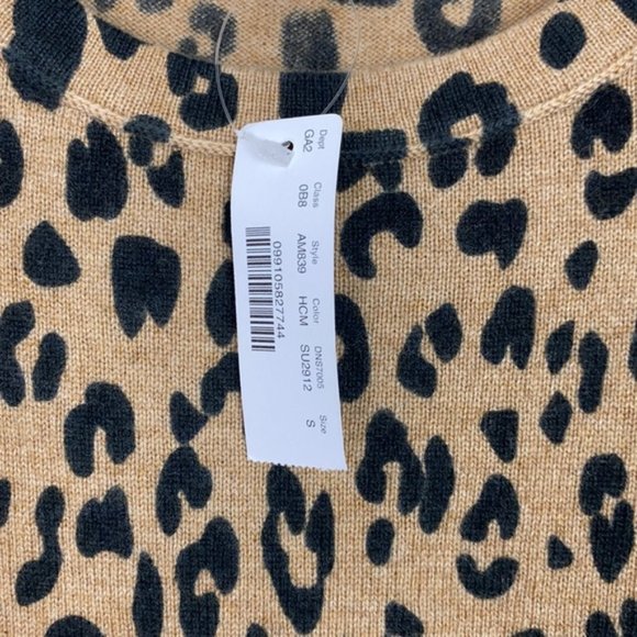 NWT J.Crew S 100% Cashmere Sweater Animal Leopard Print Short Sleeves - Picture 5 of 11